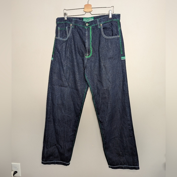 Y2K Evolution Baggy Embroidered Jeans Skater Grunge Wide Leg - Picture 2 of 8